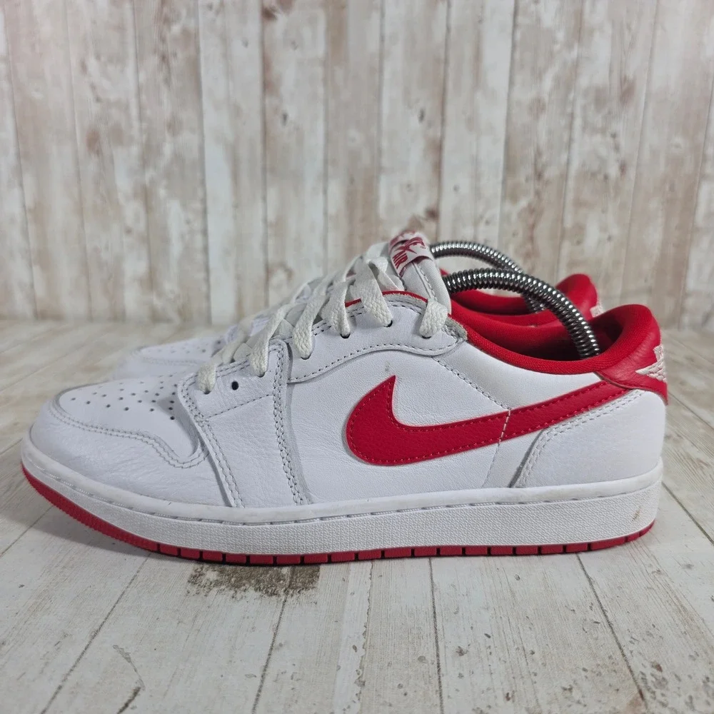 Nike Air Jordan 1 Retro Low OG‎ Metallic Red White Sneakers CZ0790-161 Mens 9.5